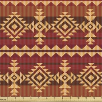 Ambesonne Mexican Fabric by the Yard Upholstery, Aztec Culture Ornament, 1 Yard, Pale Orange Brown