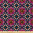 thumbnail image 1 of Ambesonne Mexican Fabric by the Yard Upholstery, Mandala Flower Like Print, 1 Yard, Hot Pink Petrol Blue, 1 of 5