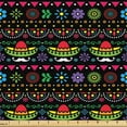 thumbnail image 1 of Ambesonne Mexican Fabric by the Yard Upholstery, Sombrero Mustache Flowers, 1 Yard, Magenta and Apple Green, 1 of 5