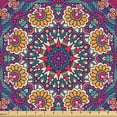 thumbnail image 1 of Ambesonne Mexican Fabric by the Yard Upholstery, Tribal Floral Abstract Art, 10 Yards, Earth Yellow Purple White, 1 of 5
