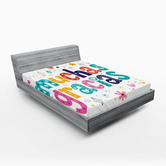 Ambesonne Mexican Fitted Sheet, Spanish Thanks Words, Queen Size, Multicolor