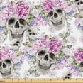 thumbnail image 1 of Ambesonne Mexican Floral Fabric by the Yard Upholstery, Skulls Peonies Rose, 3 Yards, Lilac Pearl Reseda Green, 1 of 1