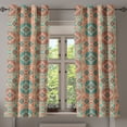 thumbnail image 1 of Ambesonne Mexican Grommet Curtain, Vintage Geometric Motif, 50" x 63", Sea Green Dark Coral, 1 of 6