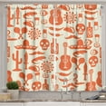 thumbnail image 1 of Ambesonne Mexican Kitchen Curtains, Sombrero Skulls Culture, 55"x39", Cream Orange, 1 of 3