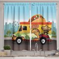 thumbnail image 1 of Ambesonne Mexican Kitchen Curtains, Taco Truck on Road in City, 55"x39", Multicolor, 1 of 2