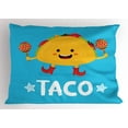 thumbnail image 1 of Ambesonne Mexican Pillow Sham, Dancing Funny Taco Cartoon, 36" X 20", Earth Yellow Blue, 1 of 2