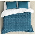 thumbnail image 1 of Ambesonne Mexican Print Duvet Cover Sets, Prehistoric Style Motif, 2-King, Petrol Blue Pale Blue, 1 of 7