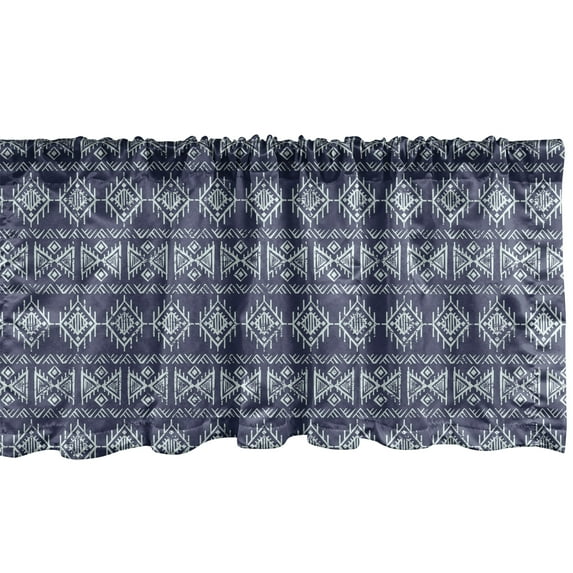 Ambesonne Mexican Print Valance Pack of 2, Vertical Aztec Motifs, 42"X12", Indigo Mint Green