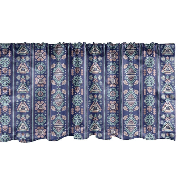 Ambesonne Mexican Print Window Valance, Vertical Arrangement of Tribal Motifs Botany Inspired Pattern, Curtain Valance for Kitchen Bedroom Decor with Rod Pocket, 54" X 18", Dark Lavender Multicolor