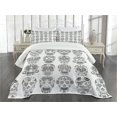 thumbnail image 1 of Ambesonne Mexican Quilted Bedspread Set 3 Pcs, Day of Dead, King Size, Black White, 1 of 5