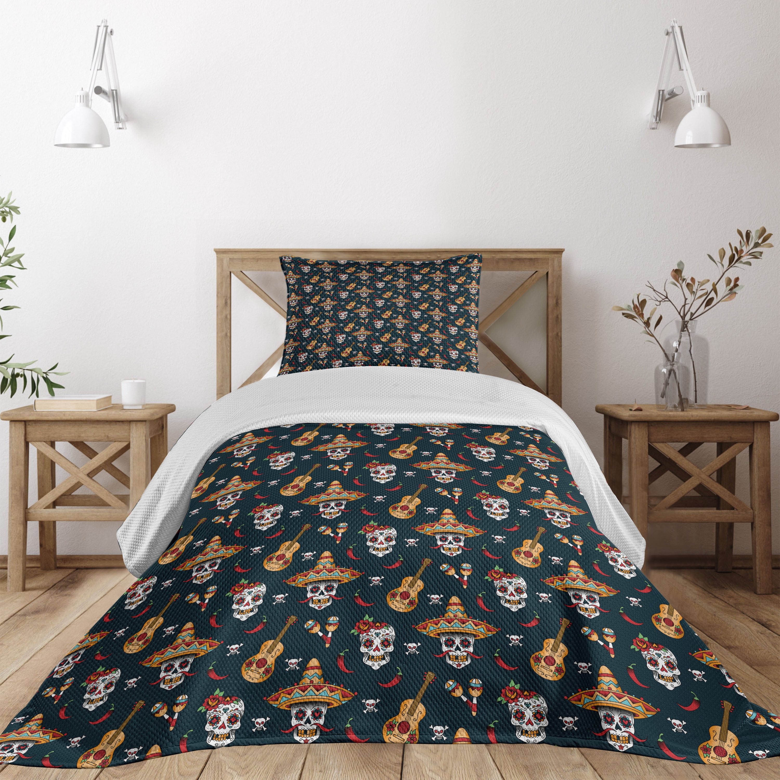 Twin White Polyester Kids Unisex Bedspread Set