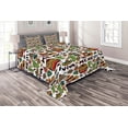 thumbnail image 1 of Ambesonne Mexican Quilted Coverlet 3 Pcs, Cartoon Cactus Salsa, Queen Size, Multicolor, 1 of 2