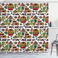 thumbnail image 1 of Ambesonne Mexican Shower Curtain, Cartoon Cactus Salsa, 69"Wx84"L, Multicolor, 1 of 3