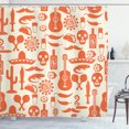 thumbnail image 1 of Ambesonne Mexican Shower Curtain, Sombrero Skulls Culture, 69"Wx84"L, Cream Orange, 1 of 3