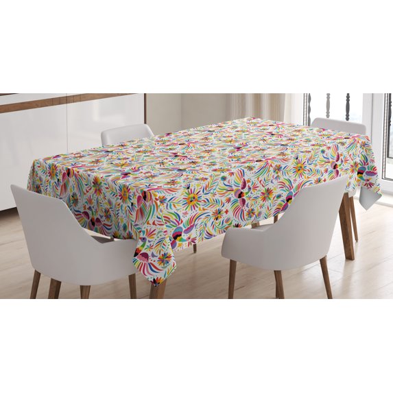 Ambesonne Mexican Tablecloth Rectangular Table Cover, Colorful Nature Ethnic, 60"x84", Multicolor