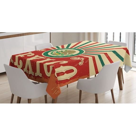 Ambesonne Mexican Tablecloth Rectangular Table Cover, Vintage Poster Effect, 60"x90", Multicolor