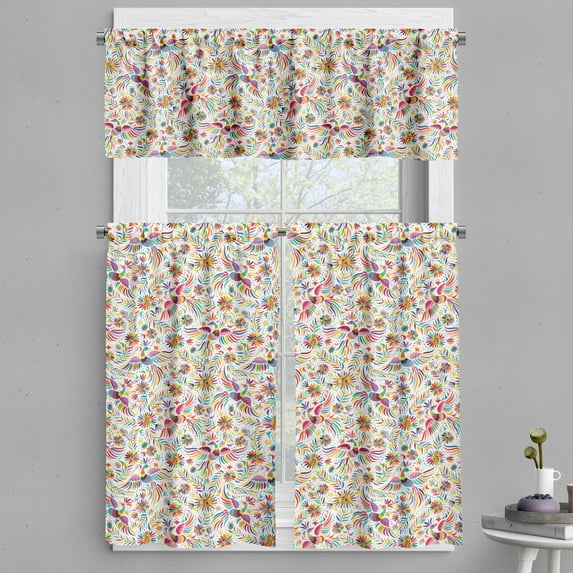 Ambesonne Mexican Valance & Curtain, Colorful Nature Ethnic, 55"x24", Multicolor