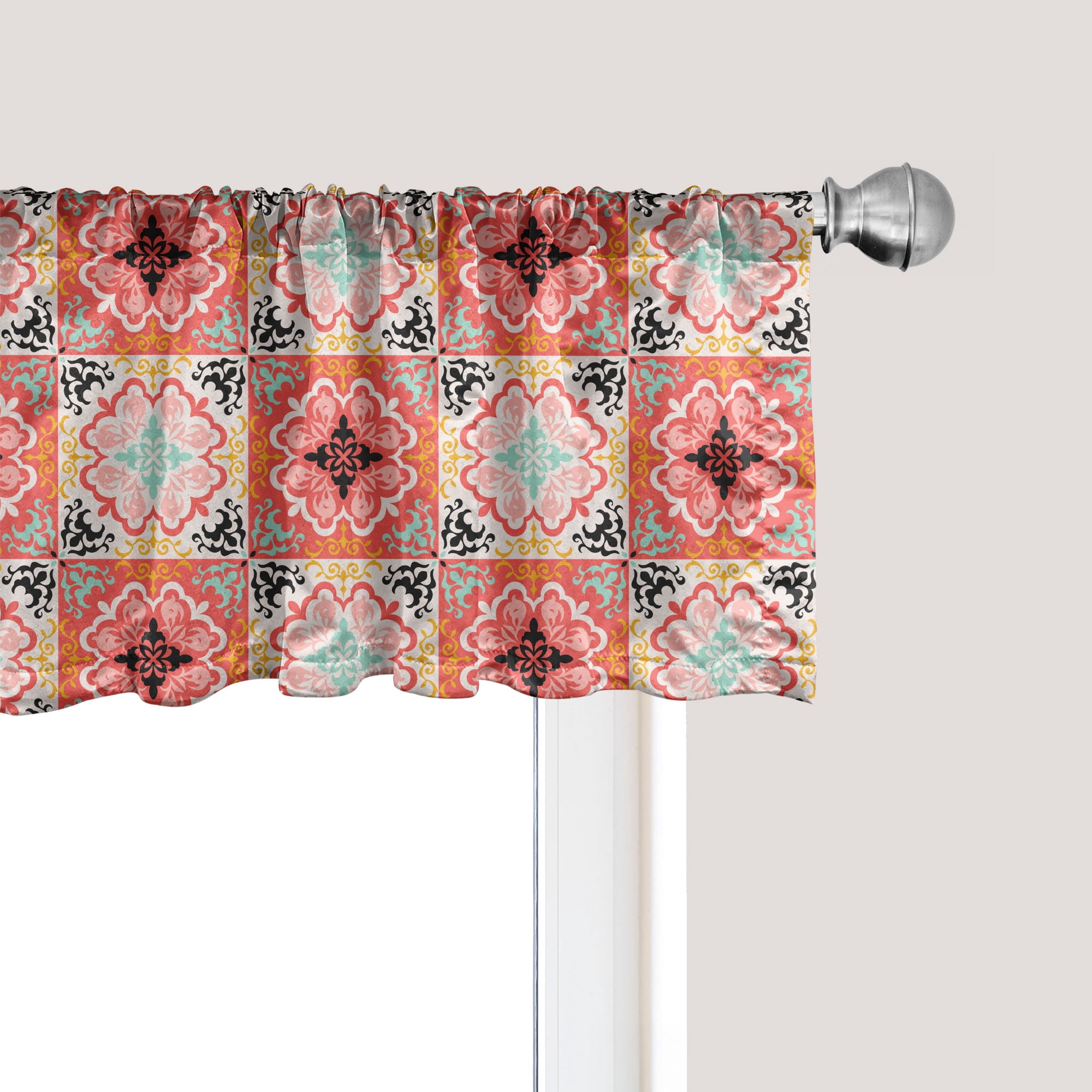 Multicolor Valance Ambesonne Mexican Window Valance, Floral Inspired Talavera, 54