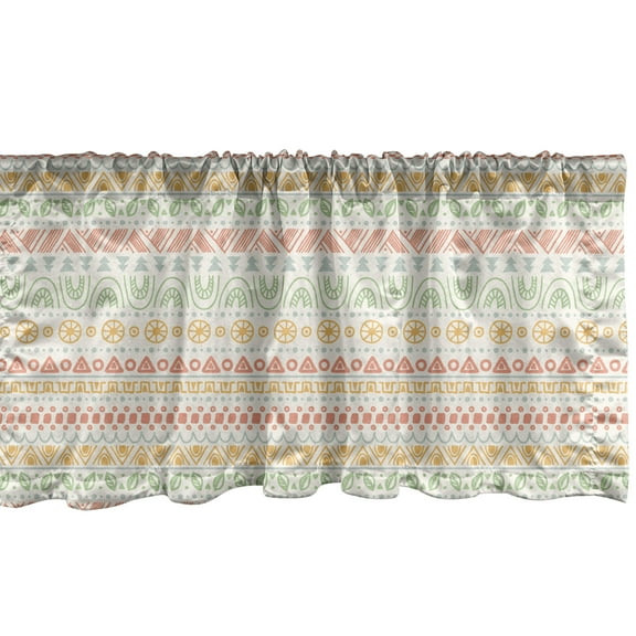 Ambesonne Mexican Window Valance, Geometric Aztec Shapes, 54" X 18", Multicolor