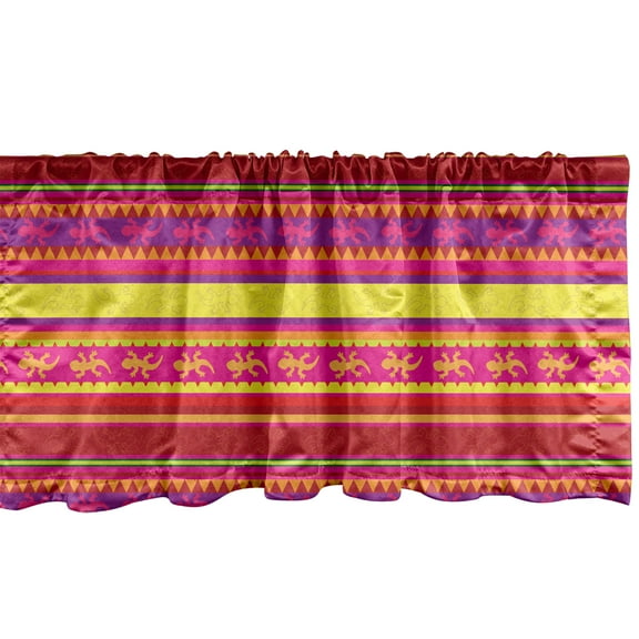 Ambesonne Mexican Window Valance, Vibrant Lizard Folklore, 54" X 18", Multicolor