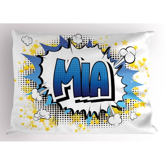 Ambesonne Mia Pillow Sham, Feminine Name Comic Art, 26" X 20", Multicolor