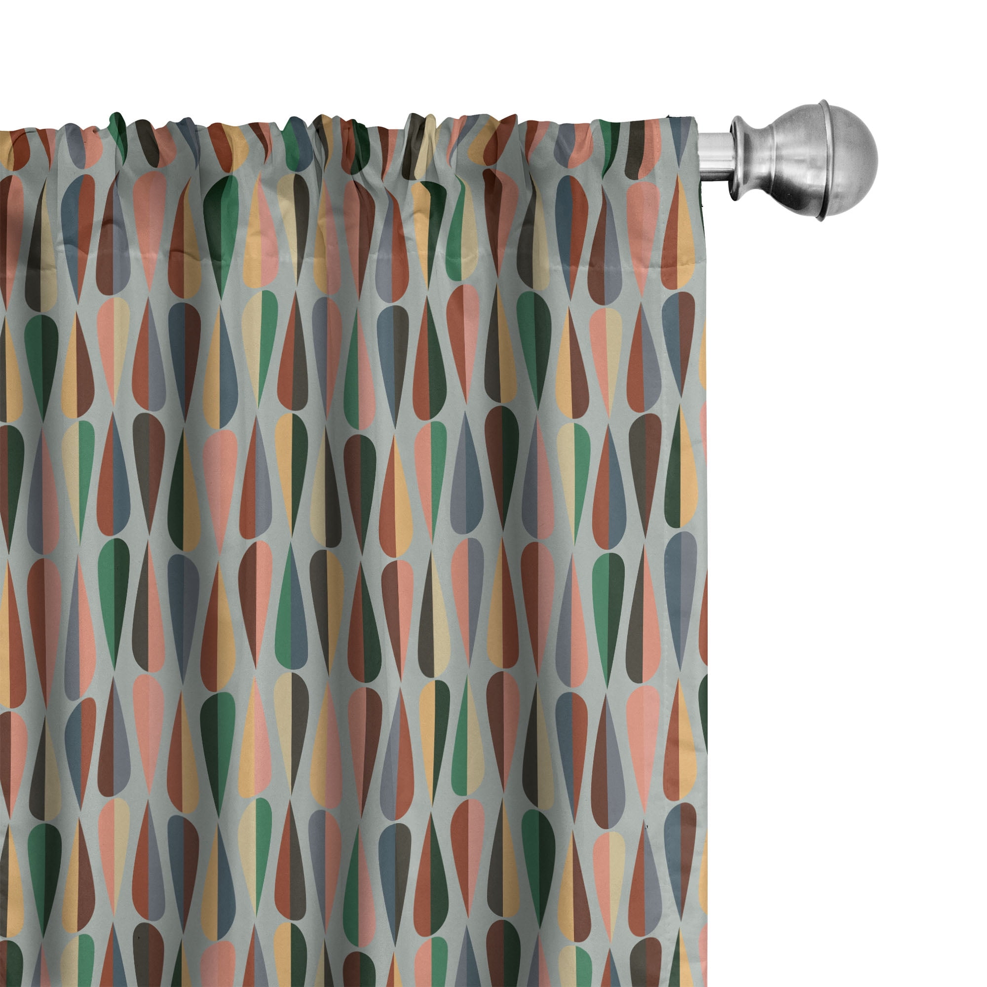 Mid-Century Multicolor Polyester Rod Pocket Curtain Panels, 28" x 84"