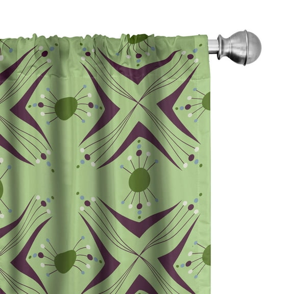 Ambesonne Mid Century Curtains, Atomic Boomerang, Pair of 28"x84", Apple Green Indigo