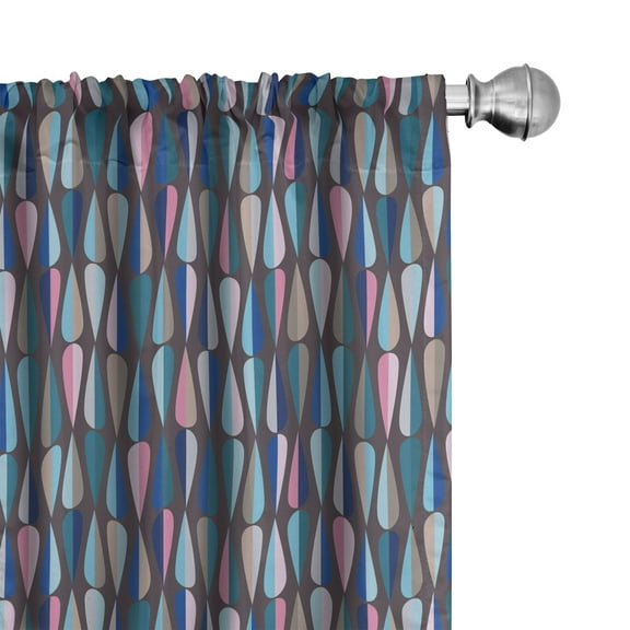 Ambesonne Mid Century Curtains, Colored Drop Shapes, Pair of 28"x63", Multicolor