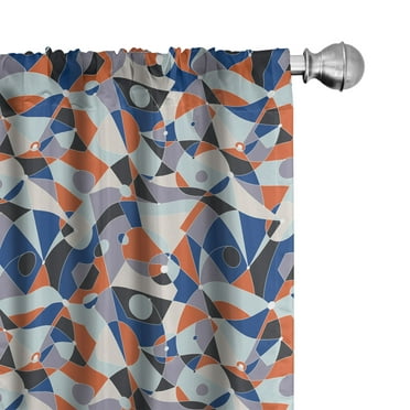 Ambesonne Mid Century Curtains, Colors Shapes Grid, Pair of 28"x84", Multicolor