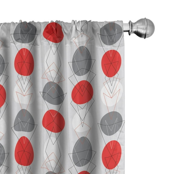 Ambesonne Mid Century Curtains, Geometrical Spotty, Pair of 28"x84", Grey Red White