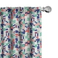 thumbnail image 1 of Ambesonne Mid Century Curtains, Pastel Funky Shapes, Pair of 28"x63", Dark Purple Dark Coral, 1 of 5