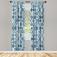 thumbnail image 1 of Ambesonne Mid Century Curtains, Retro Round Mosaic Art, Pair of 28"x95", Blue Grey, 1 of 2