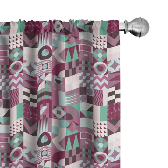 Ambesonne Mid Century Curtains, Rich Unusual Forms, Pair of 28"x95", Multicolor