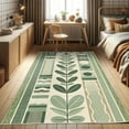 thumbnail image 1 of Ambesonne Mid Century Decorative Rug Carpet, Modern Botanical Simple, 2' 5" x 5', Olive Green Ivory, 1 of 5