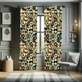 thumbnail image 1 of Ambesonne Mid Century Geometric Curtains 2 Panel Set, Hexagon Grid, Pair of - 28" x 63", Laurel Green Amber Black, 1 of 4