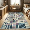 thumbnail image 1 of Ambesonne Mid Century Geometric Decorative Rug Carpet, Squares Vibe, 5' 1" X 7' 5", Violet Champagne Blue, 1 of 5
