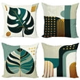 thumbnail image 1 of Ambesonne Mid Century Geometric Throw Pillow Cover 4 Pack, Modern Leaf, 24", Dark Teal Orange, 1 of 5