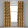 thumbnail image 1 of Ambesonne Mid Century Grommet Curtain, Design Retro Square, 50" x 108", Brown Yellow Coral, 1 of 6