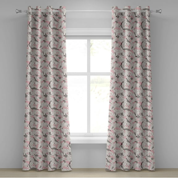 Ambesonne Mid Century Grommet Curtain, Modernist Geometric, 50" x 108", Pale Pink Beige Grey