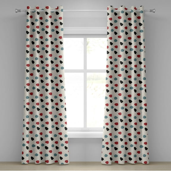 Ambesonne Mid Century Grommet Curtain, Retro Space Design, 50" x 108", Slate Blue Red Black