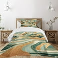 thumbnail image 1 of Ambesonne Mid Century Modern Boho Quilted Bedspread Set 2 Pcs, Landscape, Twin Size, Amber Teal Burnt Orange, 1 of 5
