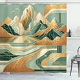 thumbnail image 1 of Ambesonne Mid Century Modern Boho Shower Curtain, Landscape, 69"Wx75"L, Amber Teal Burnt Orange, 1 of 1