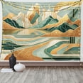 thumbnail image 1 of Ambesonne Mid Century Modern Boho Tapestry Wall Hanging, Landscape, 80"x60", Amber Teal Burnt Orange, 1 of 3