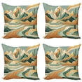 thumbnail image 1 of Ambesonne Mid Century Modern Boho Throw Pillow Cover 4 Pack, Landscape, 20", Amber Teal Burnt Orange, 1 of 7