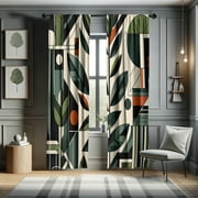 Ambesonne Mid Century Modern Curtains, Futurist Boho, Pair of 28"x84", Pale Reseda Green Grey
