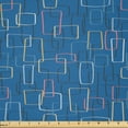 thumbnail image 1 of Ambesonne Mid-Century Modern Fabric by the Yard Microfiber, Retro Rectangles, 5 Yards, Sea Blue Coral and Mustard, 1 of 2