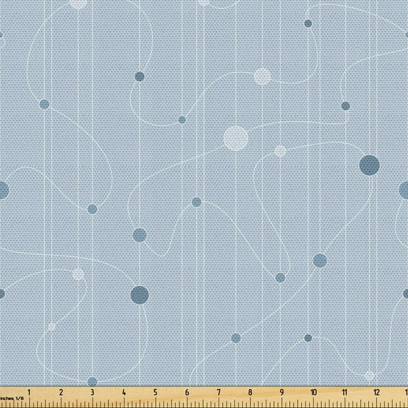 Ambesonne Mid-Century Modern Fabric by the Yard Upholstery, Atomic Cold Tone, 3 Yards, Pale Blue Grey