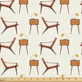 thumbnail image 1 of Ambesonne Mid Century Modern Fabric by the Yard Upholstery, Furniture Art, 1 Yard, Cinnamon Ivory Brown, 1 of 1
