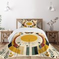 thumbnail image 1 of Ambesonne Mid Century Modern Quilted Bedspread Set 2 Pcs, Boho Sun Moth, Twin Size, Pale Coffee Eggshell, 1 of 4