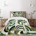 thumbnail image 1 of Ambesonne Mid Century Modern Quilted Bedspread Set 2 Pcs, Leafy Abstract, Twin Size, Pale Green Dark Grey, 1 of 4